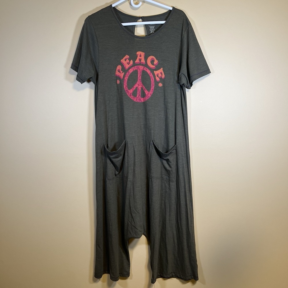 Natural Life Women's Nomad Knit Johnie Peace Jumpsuit Small Medium Pockets Comfy
